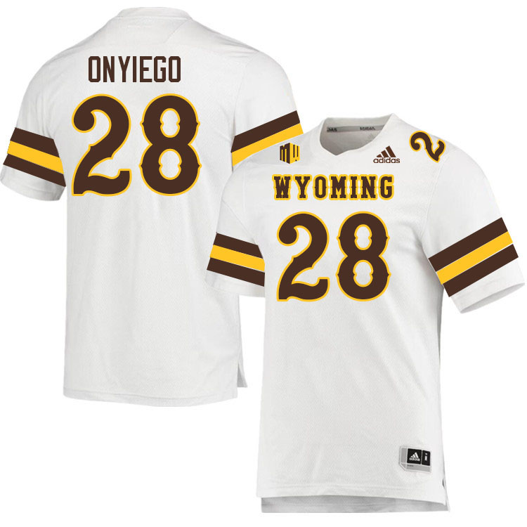 Wyoming Cowboys #28 Adrian Onyiego College Football Jerseys Stitched-White